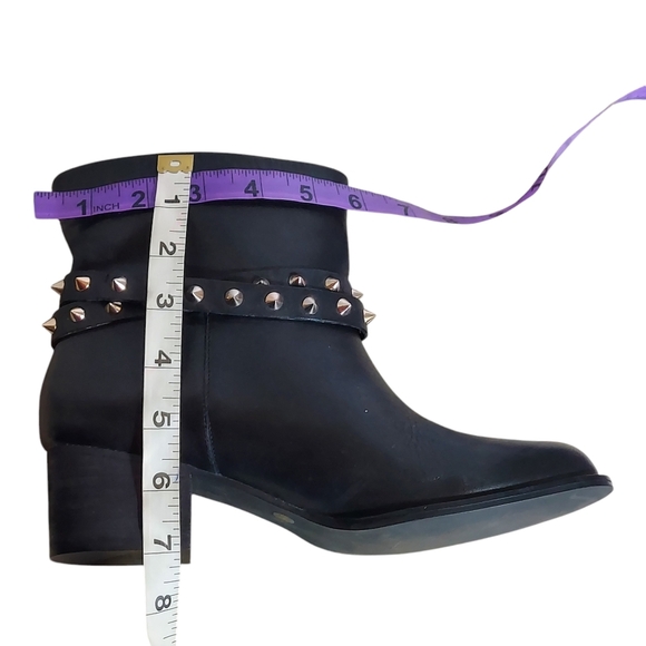 Matisse Biker Black Buttery Soft Leather Spike Studded and Buckle Ankle Boots - Picture 11 of 15